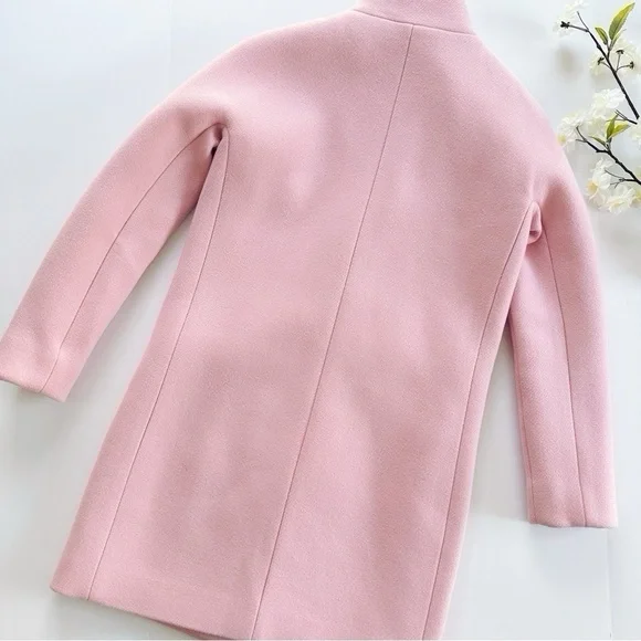 NEW J.Crew Pink Nello Gori Italian Stadium Cloth Wool Cocoon Coat Size 00 - Picture 4 of 9